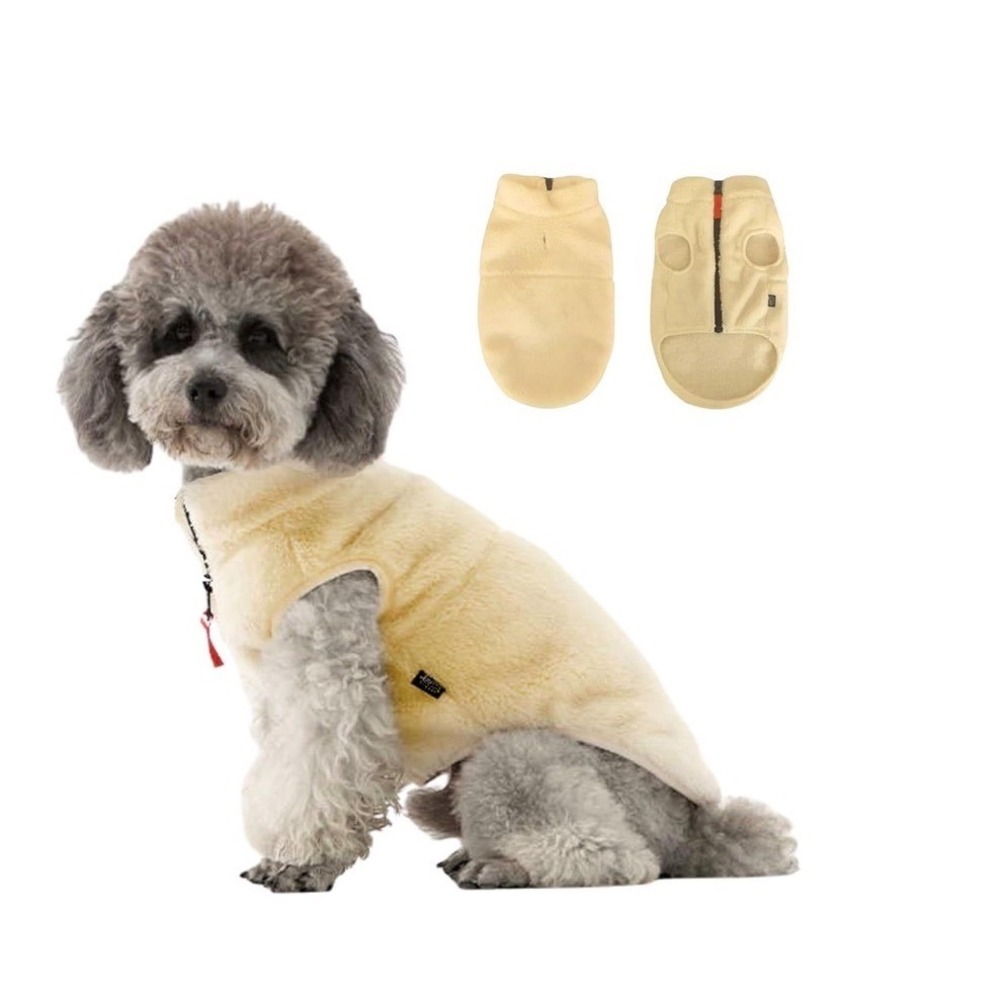Small Dog Plush Fleece Coat Winter‎ Sweater Jacket Vest Beige 2XL Puppy Clothes